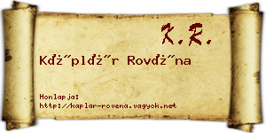Káplár Rovéna névjegykártya